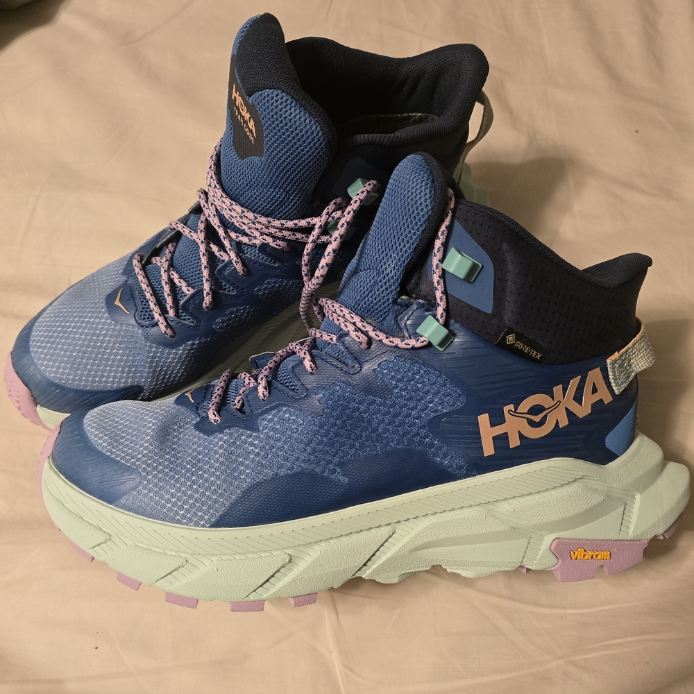 Hoka Blue and Purple Hiking Gtx Boots